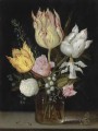 Bosschaert Ambrosius i tulips roses bluebells narcissus tortuosis forg